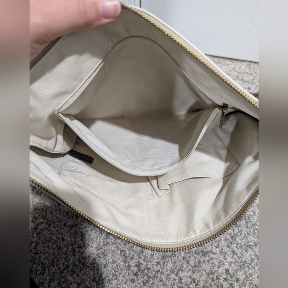 Fossil Corey Cream, Tan & Brown Cross Stitch Large Crossbody Bag - Picture 11 of 13